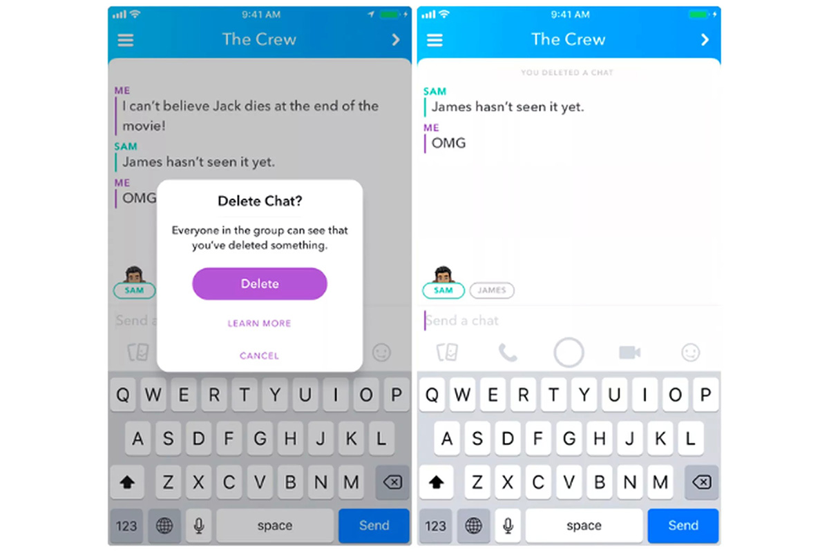 Snapchat erlaubt nun das Löschen von gesendeten Nachrichten - Job